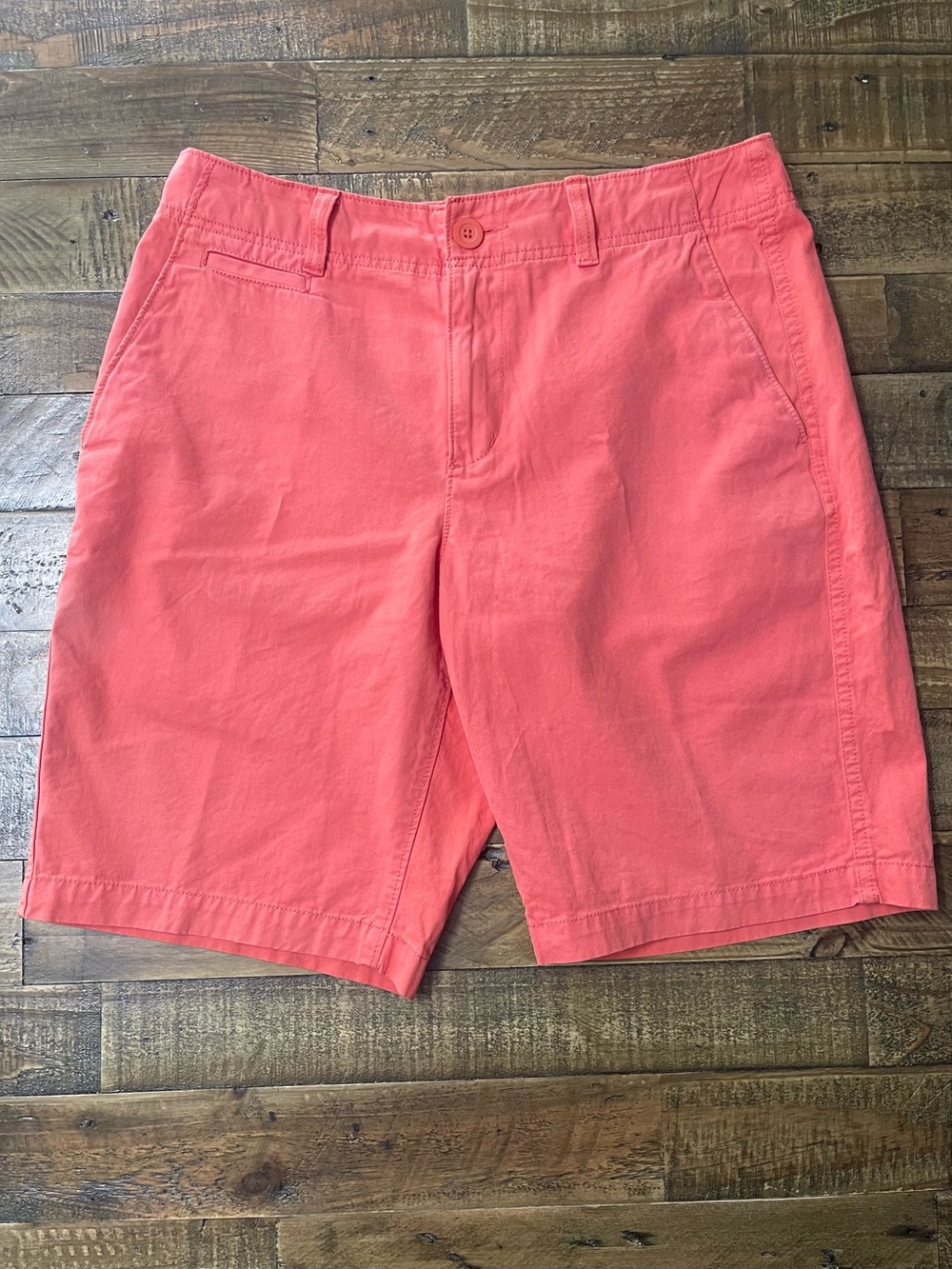 Urban Pipeline Men's Orange Cotton Chino Shorts Flat Front Button Slash Pockets